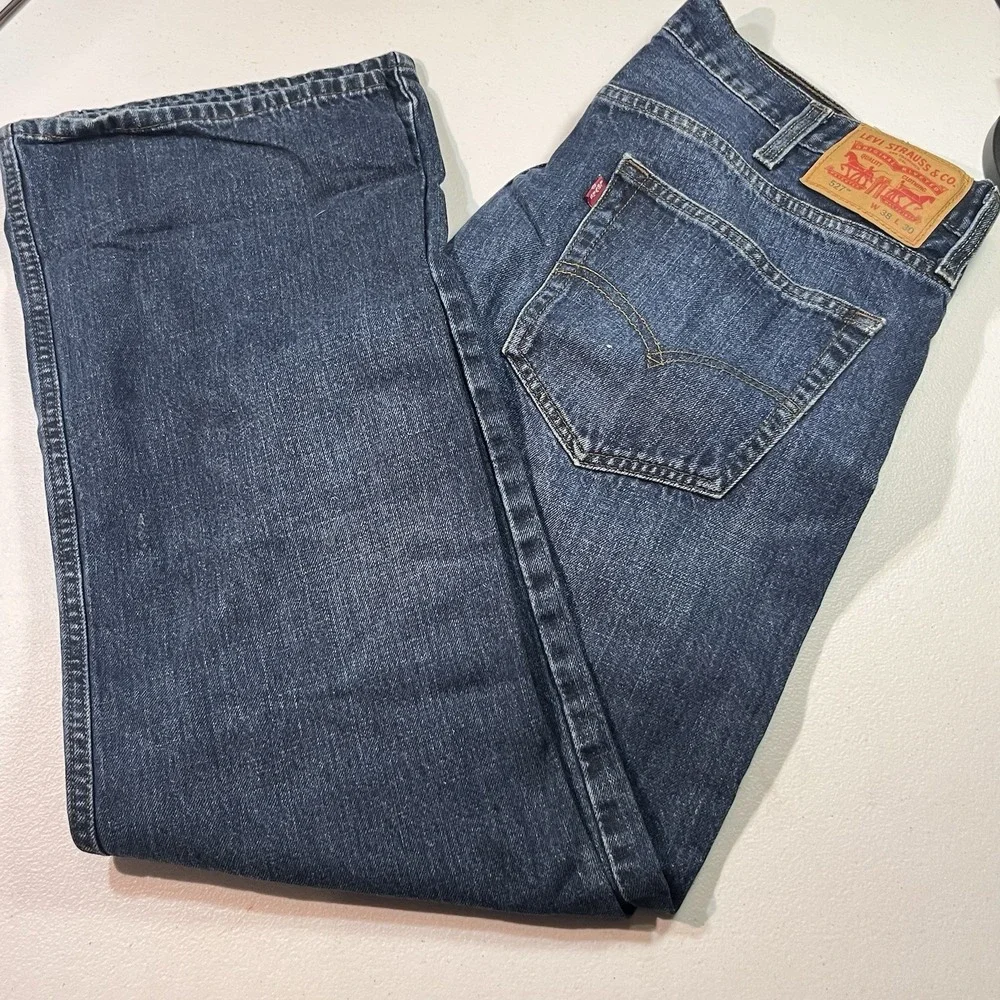 Levi's 527 Boot Cut‎ Jeans Men's Size 38x30 Blue Denim Medium Wash Cotton Cowboy